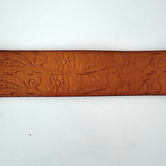 Lauren Ralph Lauren Embossed Leather Belt Western Mustard Tan Women’s M